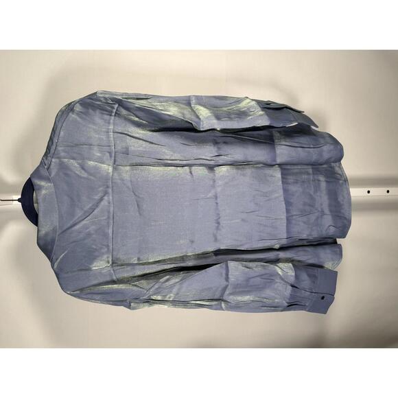 NWT Halara Pocket High Low Curved Hem Shine Oversize Work Shirt Troposphere XS - Picture 12 of 13